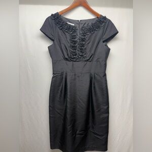 London Times Black Mini Dress with Floral Detail